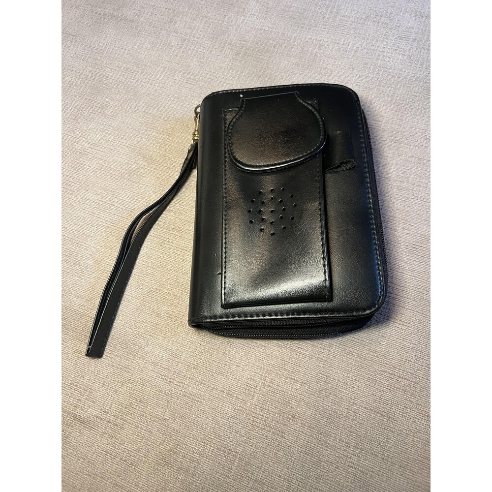 Advantage Organizer Black Zip Around Planner Wallet Wristlet 6-Ring A-Z Tabs